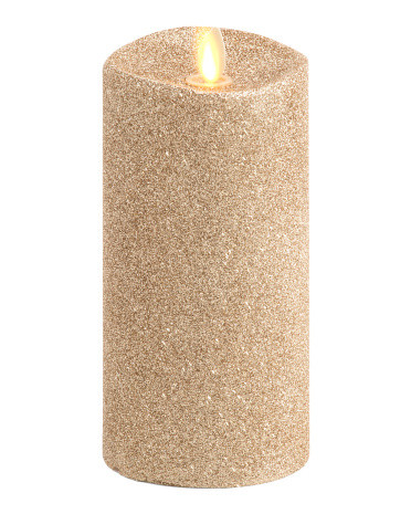 3x6.5 Melted Glitter Moving Flame Pillar Candle | TJ Maxx