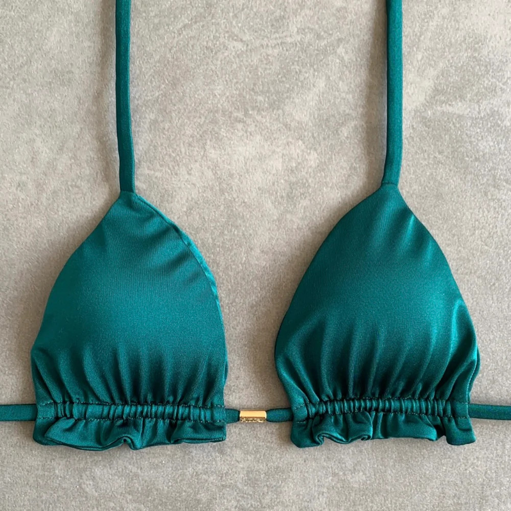 Forest Green Triangle Frill Bikini Top | MyBrazilianShop
