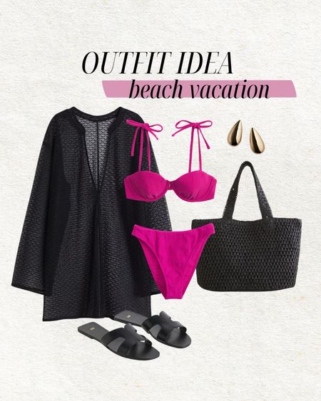 Beach vacation outfit idea 🖤

Resort wear; vacation outfits; spring break outfit; pool outfit; pink bikini; Abercrombie swimsuit; swimsuit coverup; black beach bag; H&M; Abercrombie; Christine Andrew 

#LTKSeasonal #LTKswim #LTKtravel