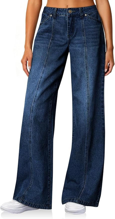 Cicy Bell Womens Wide Leg Jeans High Waisted Baggy Stretchy Front Seam Denim Pants with Pockets | Amazon (US)