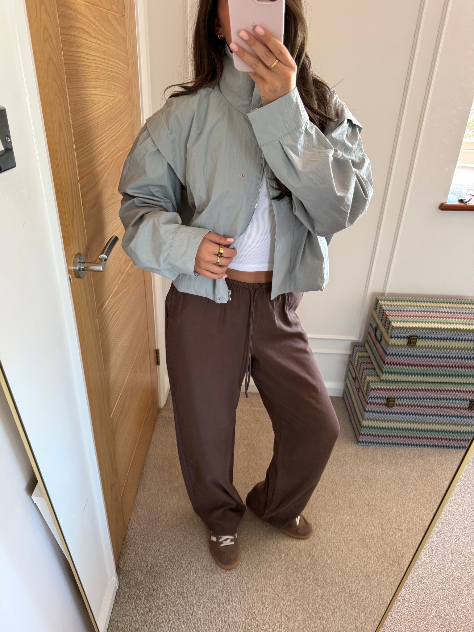 Everyday outfit - blue windbreaker - brown linen trousers - white vest - spring outfit - Easter styling 

#LTKspring #LTKuk #LTKstyletip