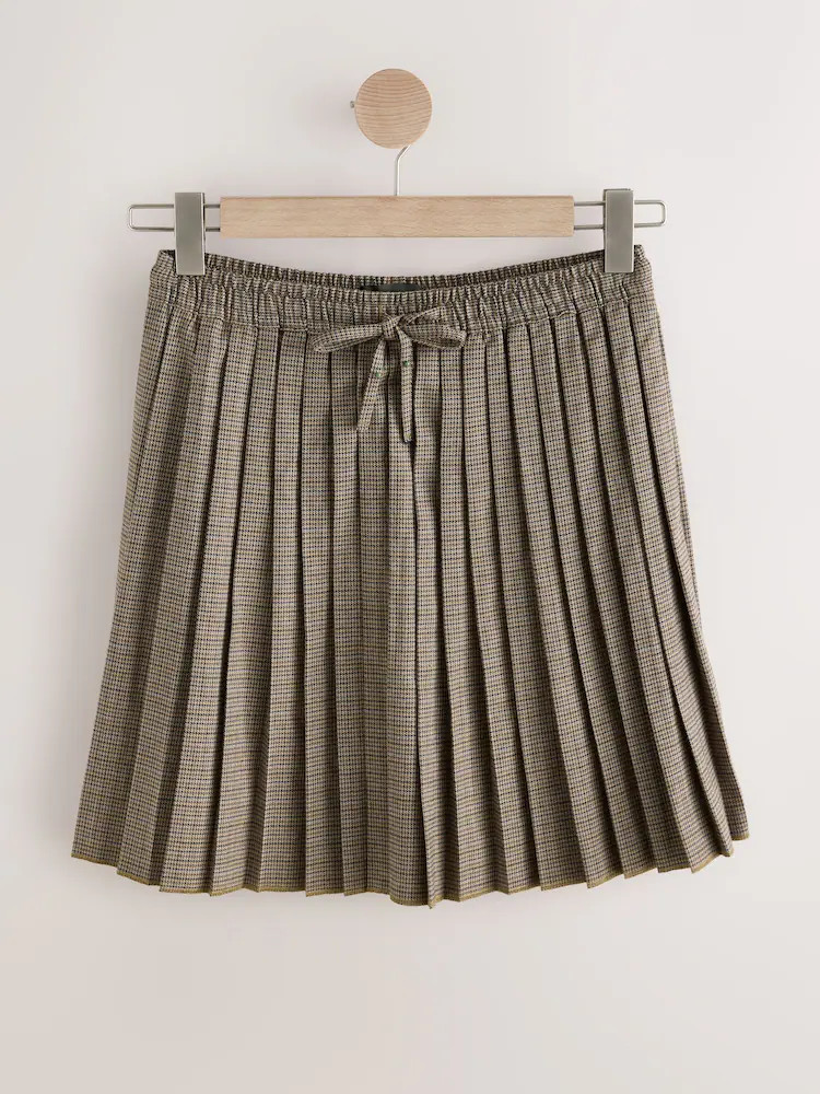 Brown Check Pleated Pull On Mini Skirt | Next US