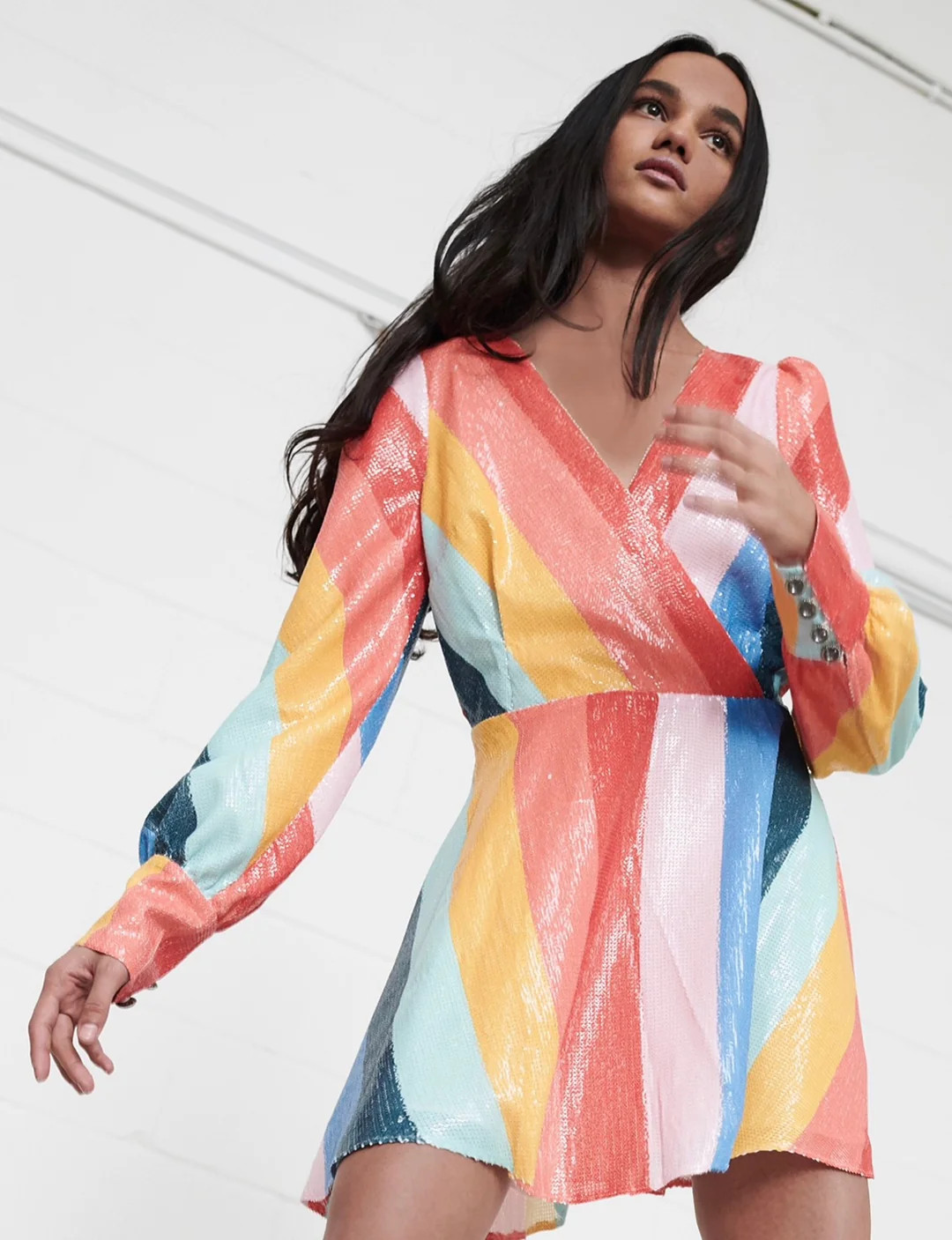 Taylor Multi Stripe Sequin Mini Dress | Olivia Rubin