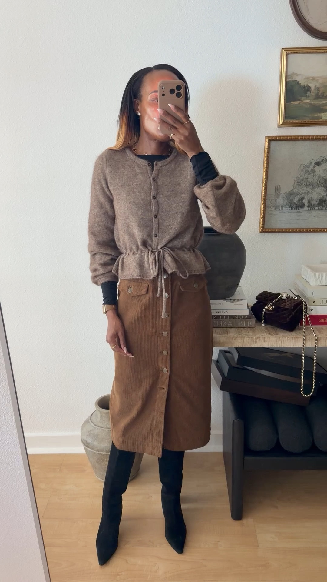 I got this corduroy skirt from Frame a couple of years ago and have loved wearing it in the fall. I’ll link something similar below 🖤

#LTKOver40 #LTKootd #LTKSeasonal