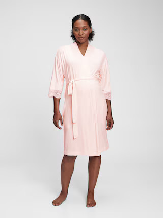 Maternity Lace Trim Robe in Modal | Gap (US)