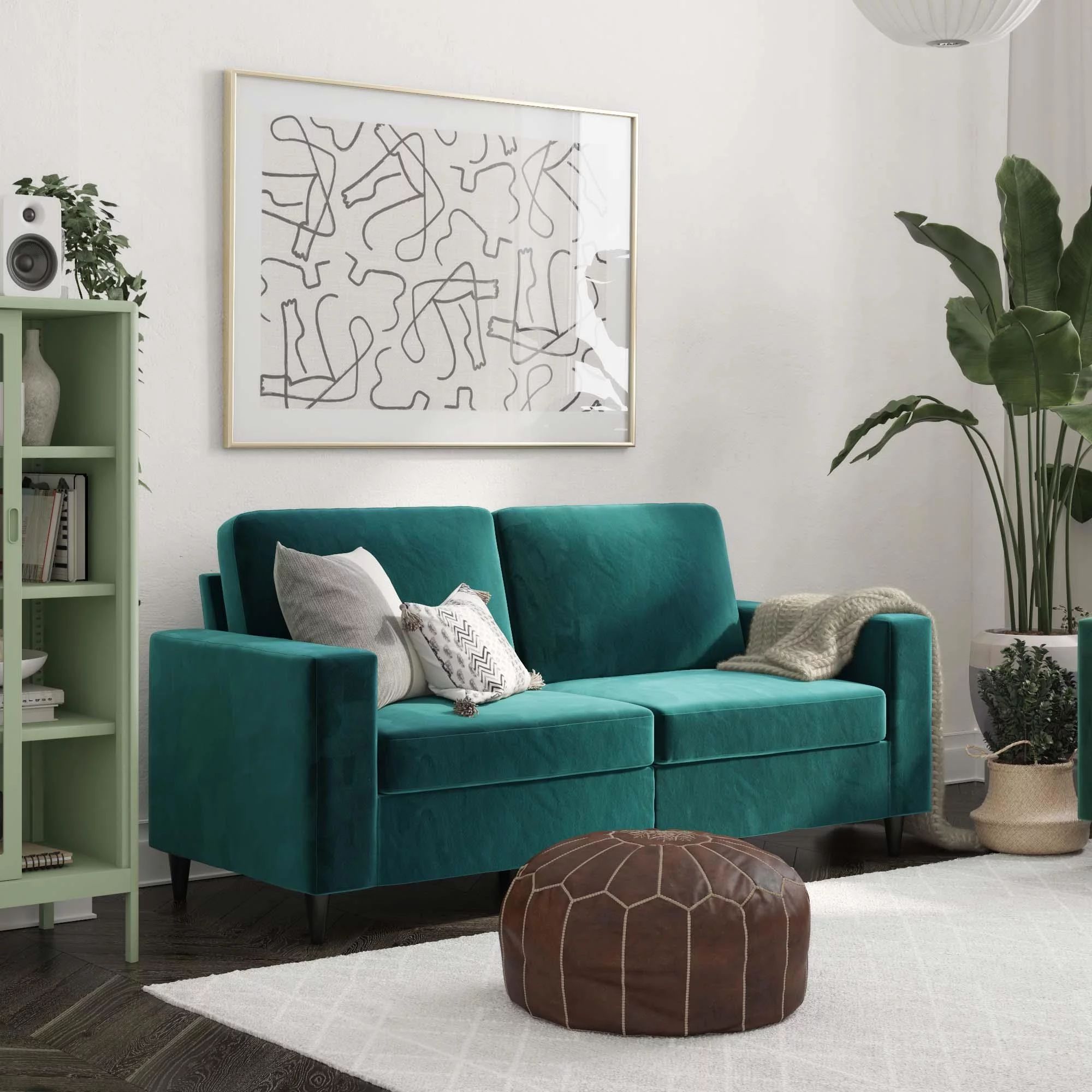 DHP Cooper 3 Seater Sofa, Living Room Furniture, Green Velvet | Walmart (US)