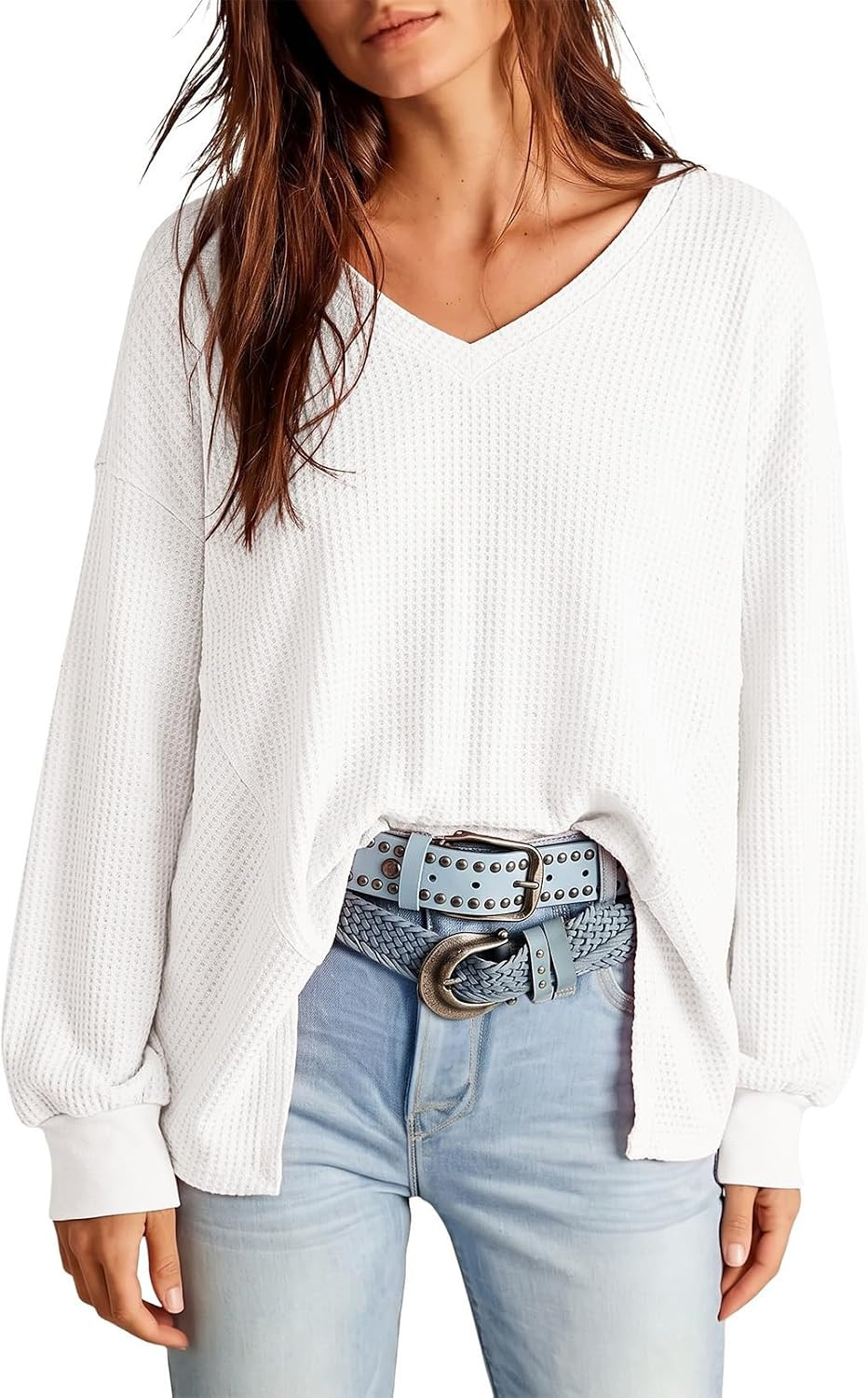 Dokotoo Womens Waffle Knit Tops Trendy Fashion 2026 Oversized T Shirts | Amazon (US)