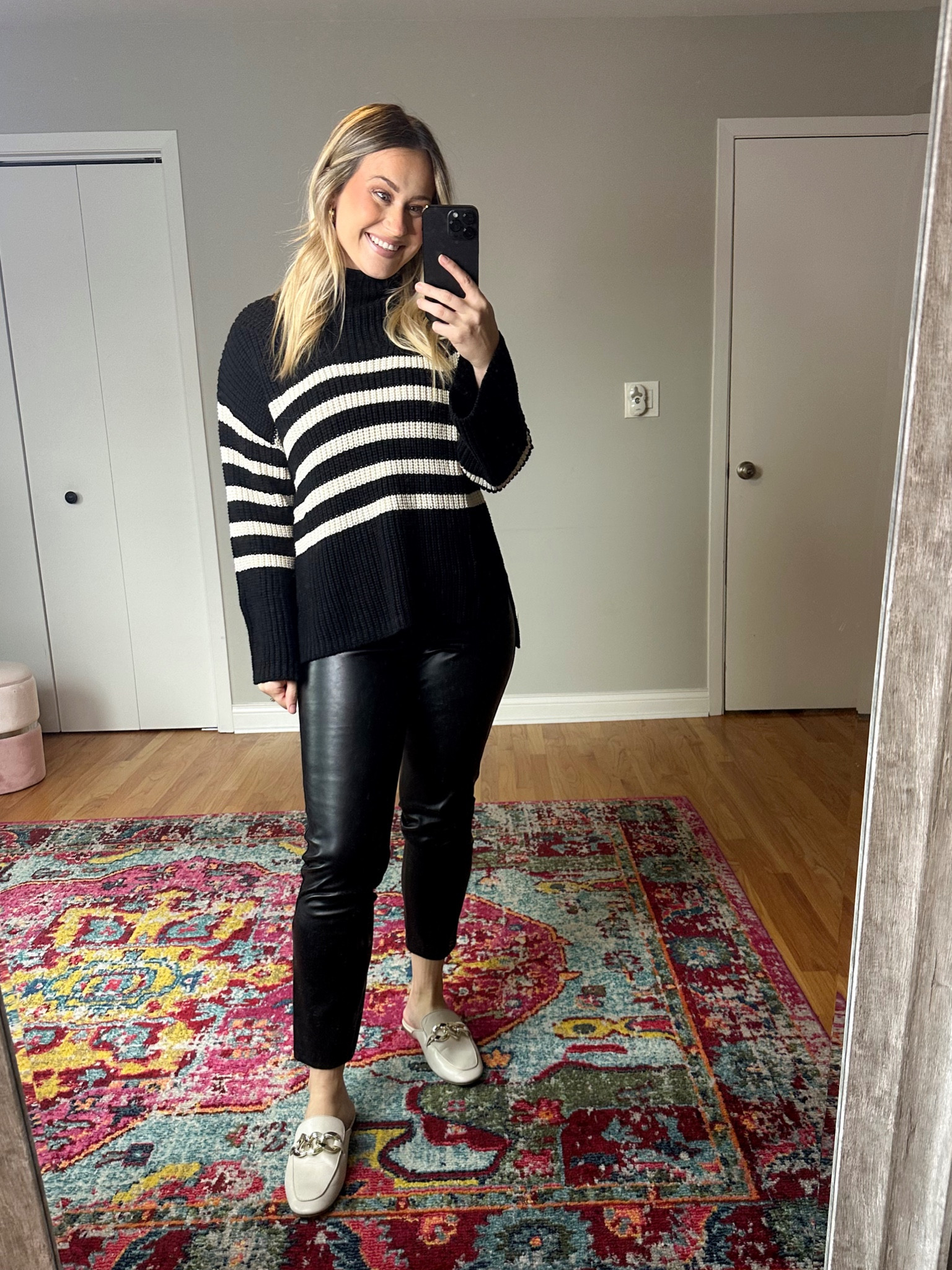 Fall outfit ideas / oversized sweater and faux leather leggings are both on sale #falloutfits 

#LTKsalealert #LTKfindsunder50 #LTKshoecrush