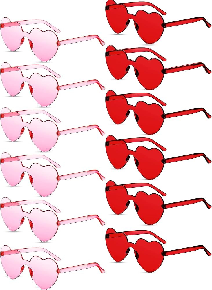 AOOFFIV Heart Shape Sunglasses Rimless Transparent Candy Color Heart Glasses Love Eyewear Party F... | Amazon (US)