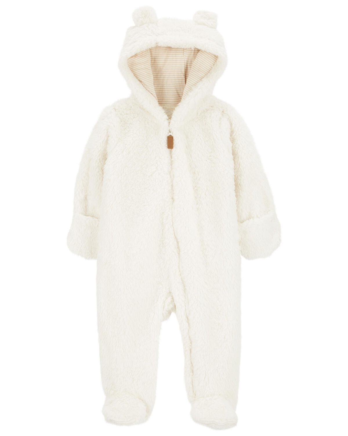 Ivory Baby Hooded Sherpa Jumpsuit | carters.com | Carter's