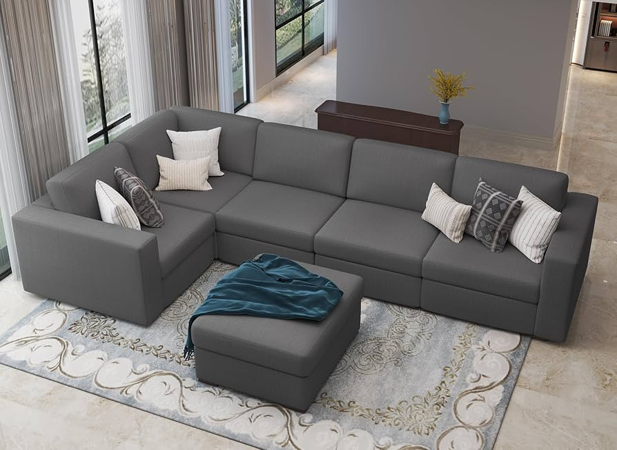 Sunrise Coast Sofá modular modular convertible en forma de L con otomana de 127 pulgadas, cama g... | Amazon (US)