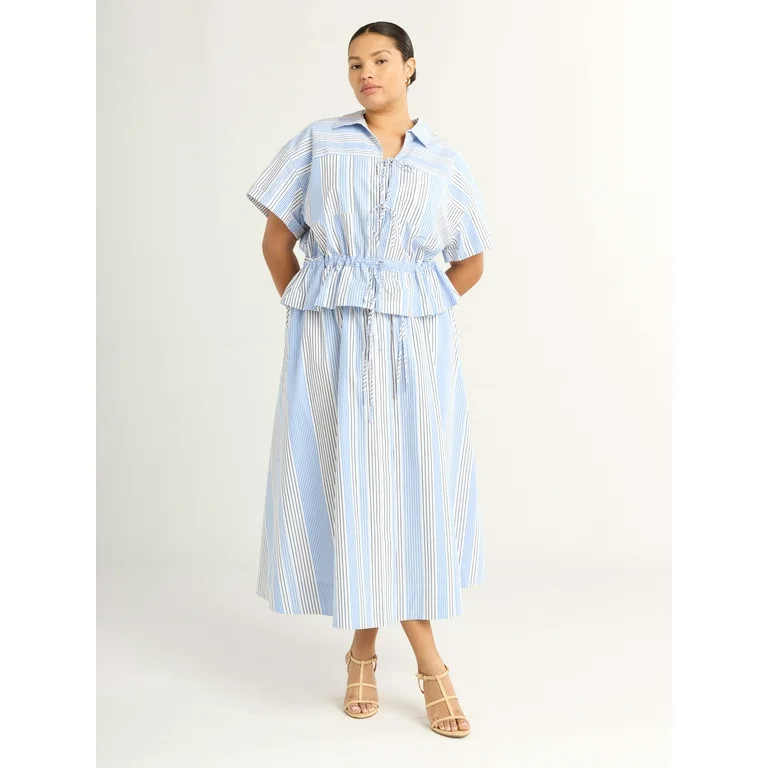 Free Assembly Women's and Women's Plus  Bow Front Cotton Utility Shirt with Short Sleeves, XS-4X | Walmart (US)