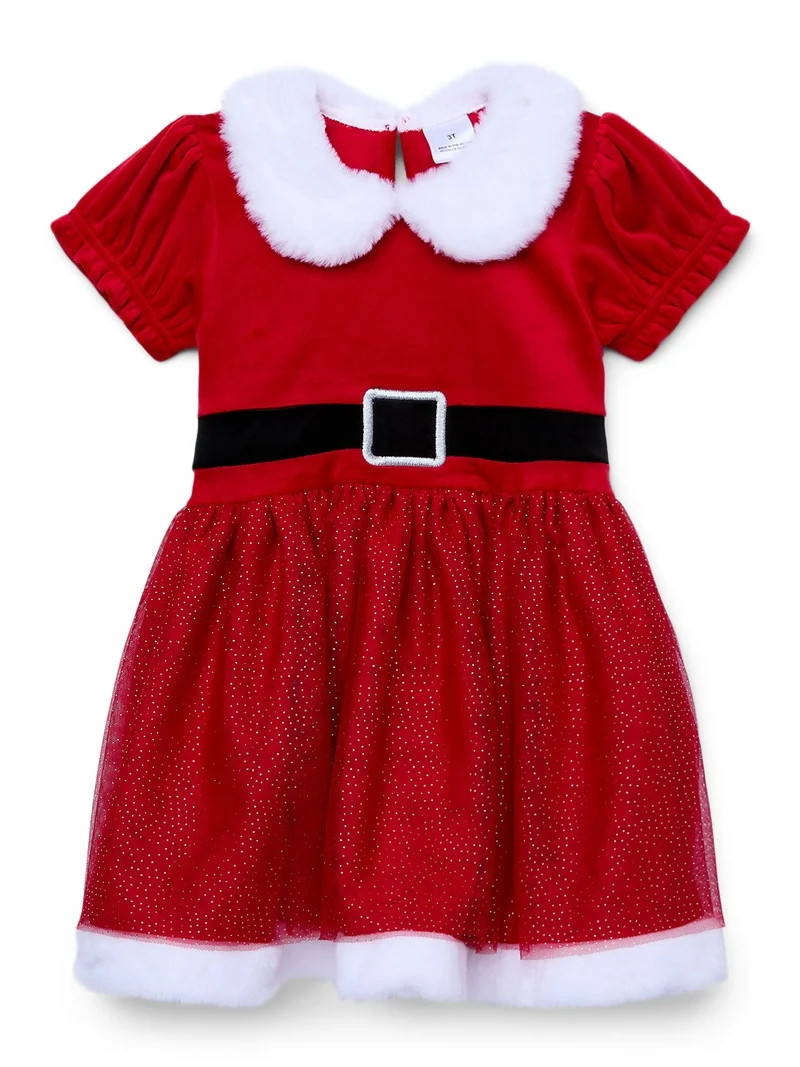 Toddler Girl Santa Velour Cosplay Dress, Sizes 12M-5T | Walmart (US)