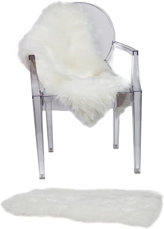 RUGLUSH Super Soft Sheepskin Chair Cover Seat Cushion Pad– Excellent Quality Faux Fur Rug – M... | Amazon (US)