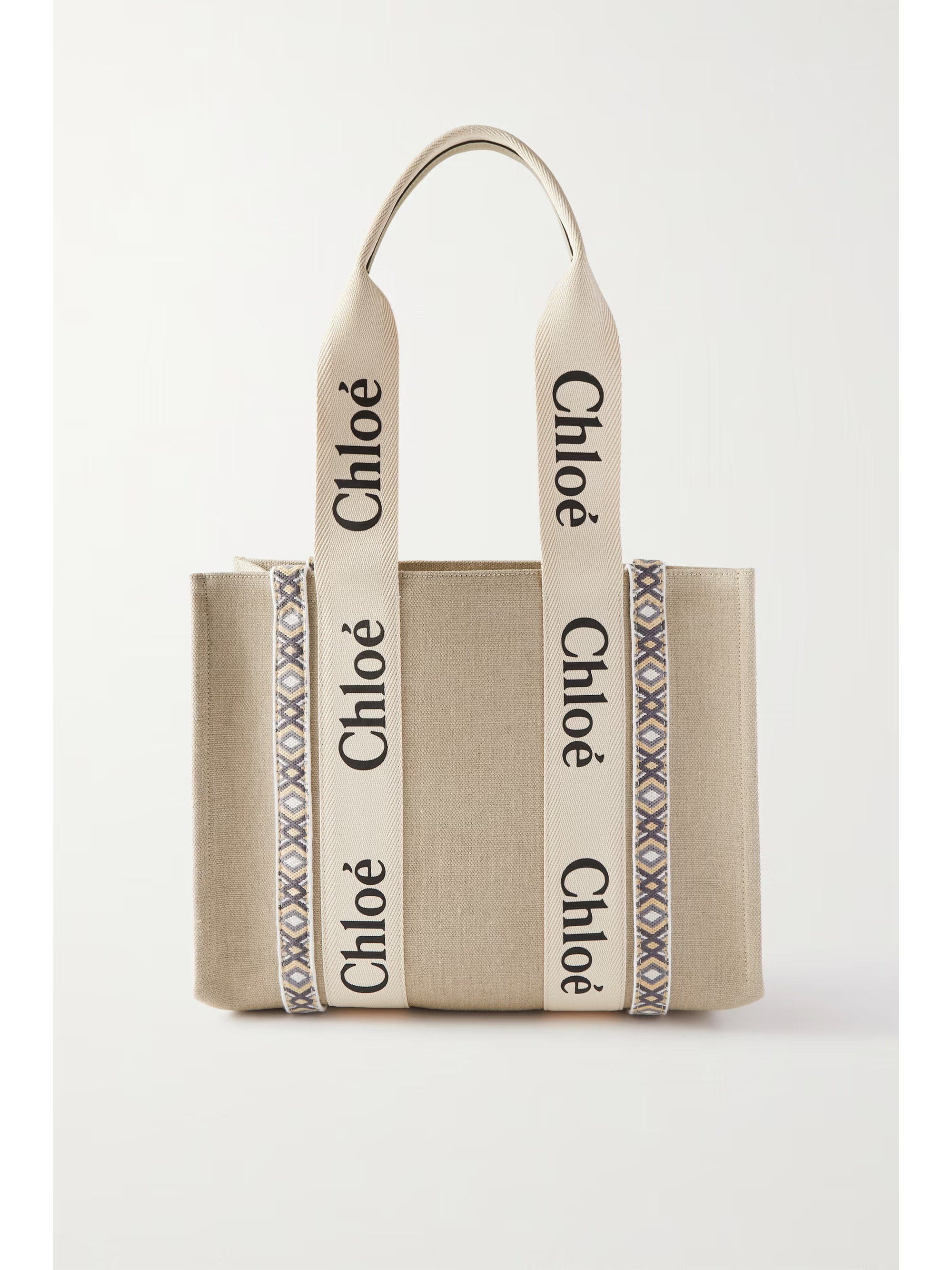 Woody medium embroidered linen-canvas tote | NET-A-PORTER (US)