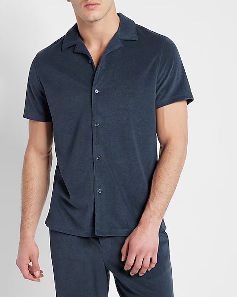 Slim Solid Soft Terry Short Sleeve Shirt | Express