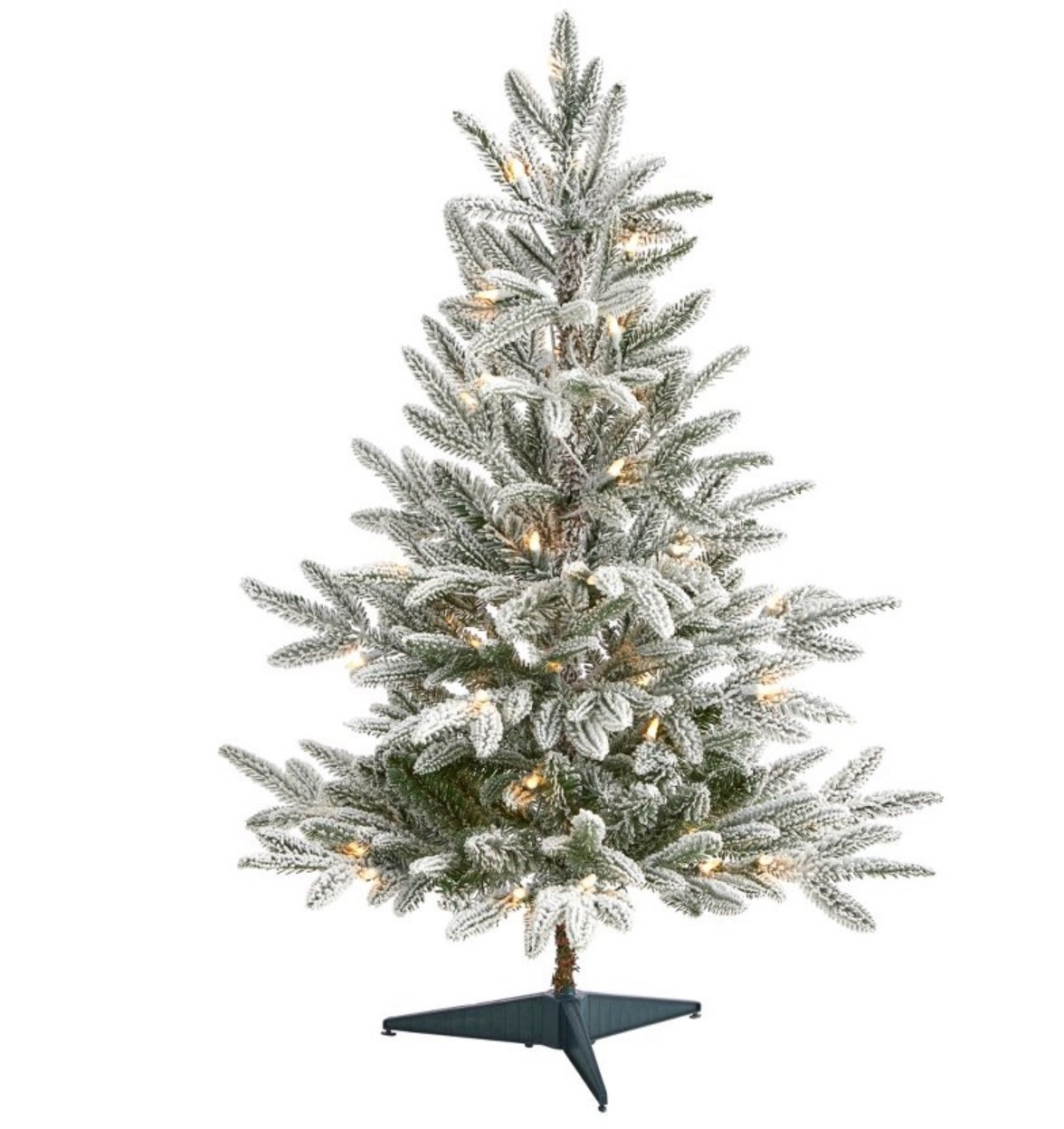 faux flocked tree with led lights! I have the 3ft and 4ft version of this in our house! Perfect for a kids room or decorative space in your home + the price point and quality is so good 