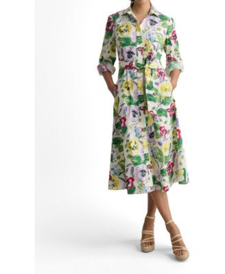 UNTUCKit Women's Stretch Cotton Floral Mariah Shirt Dress - White | Macy's