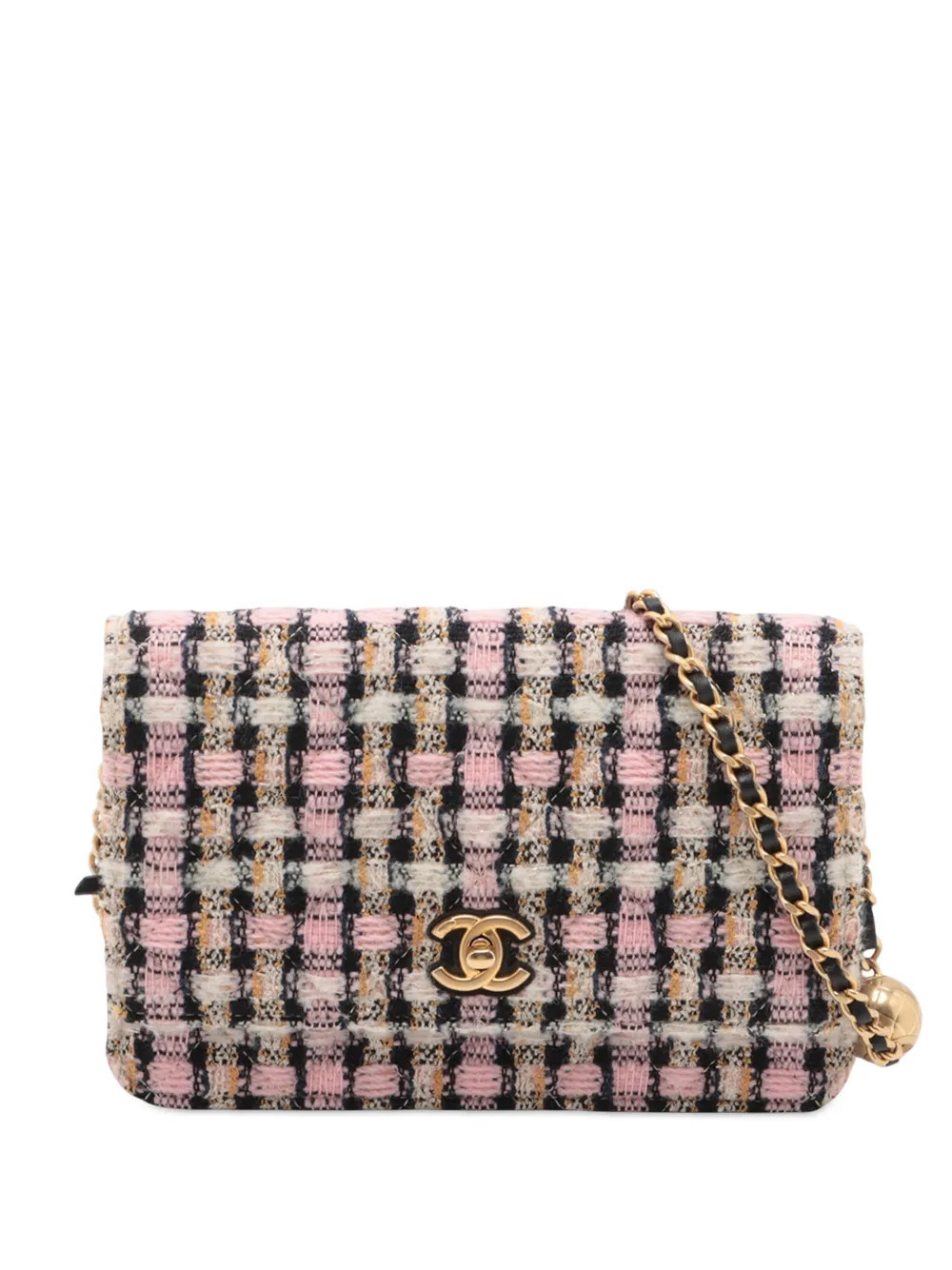 CHANEL Pre-Owned 2021-2025 Quilted Tweed Pearl Crush Wallet on Chain crossbody bag - Pink | Farfetch Global