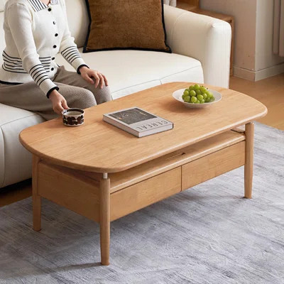 Oval-shaped solid wood coffee table living room | Wayfair North America