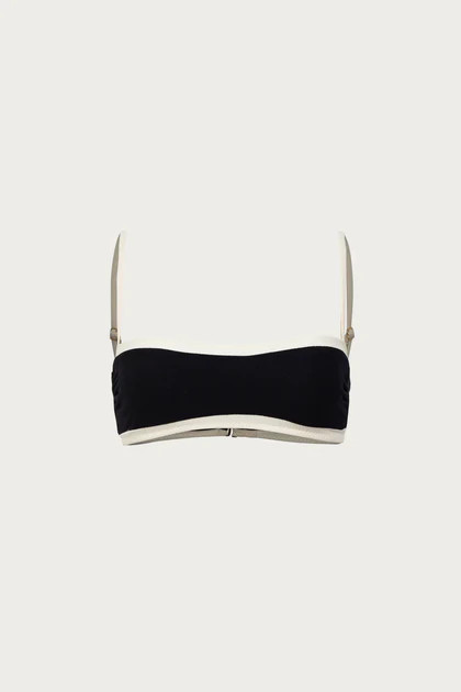 Bandeau Top (Faux Suede Black/Cream) | SAME