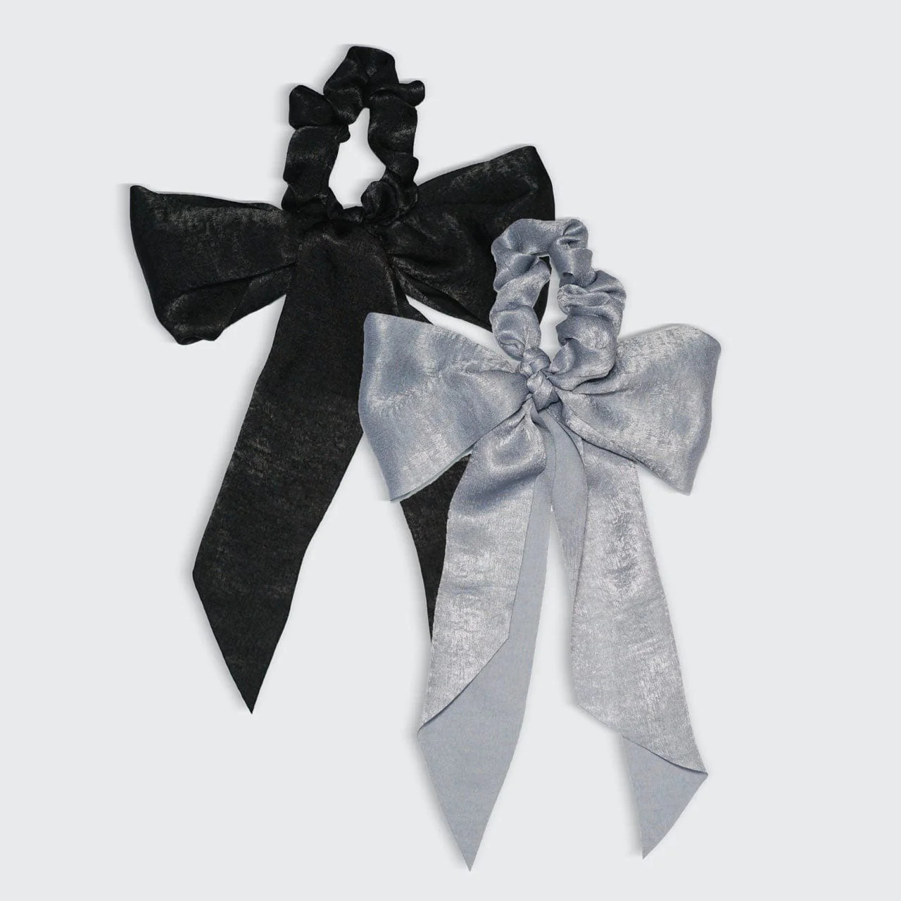 Satin Scarf Scrunchies - Black/Gray | Kitsch