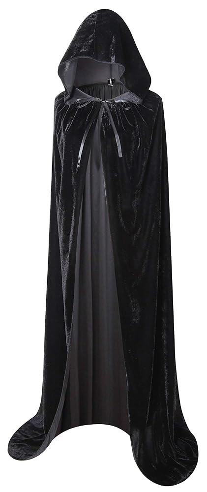 BIGXIAN Long Hooded Cloak Velvet Cape Witch Costume Halloween Costumes for Women Men | Amazon (US)