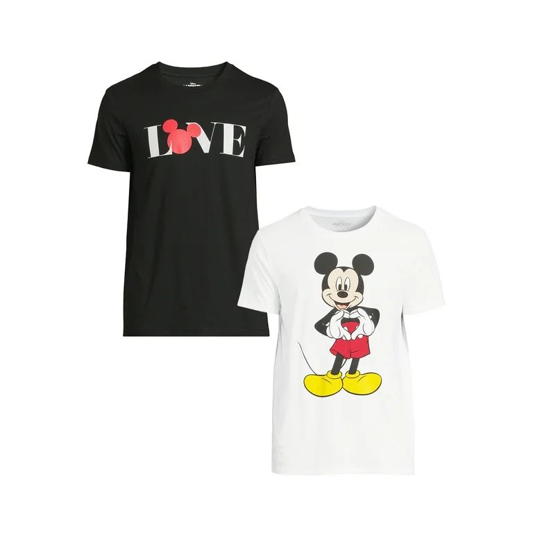 Disney Mickey Mouse Men’s & Big Men’s Valentine’s Day Short Sleeve Tee, 2-Pack, Sizes XS-3X... | Walmart (US)