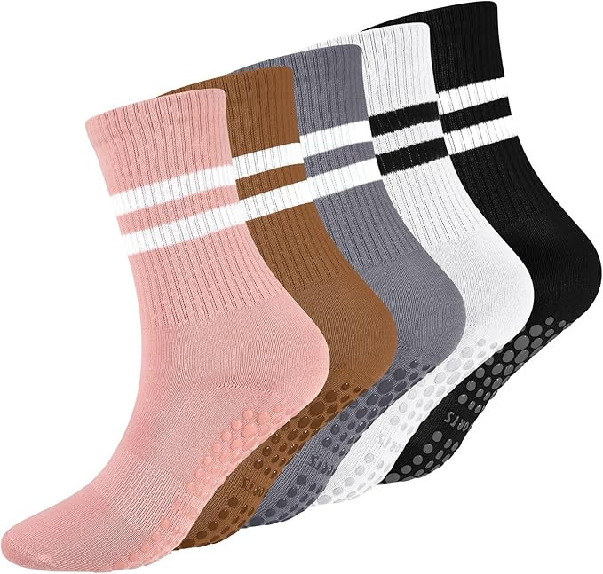 5 Pairs Non Slip Yoga Socks Pilates Socks for women and men with Grips, Anti-Slip Grip Socks Full... | Amazon (UK)