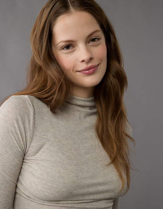 AE Soft & Sexy Long-Sleeve Mock Neck T-Shirt | American Eagle Outfitters (US & CA)