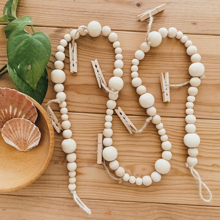 4ft Wooden Beads Garlands With Clothespins Hanging Photo Display Office, Nursery Room, Wall Art F... | SHEIN