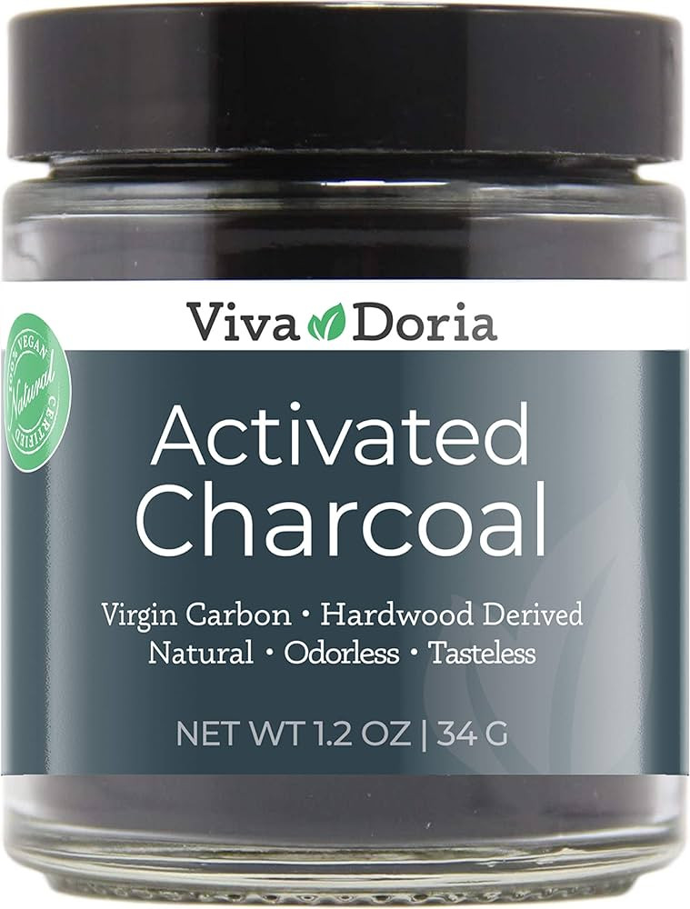 Viva Doria Activated Charcoal Powder, Hardwood Derived, Food Grade, 1.2 Oz Glass Jar | Amazon (US)
