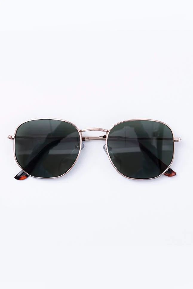 Happiness On A Highway Green/Gold Sunglasses FINAL SALE | Pink Lily