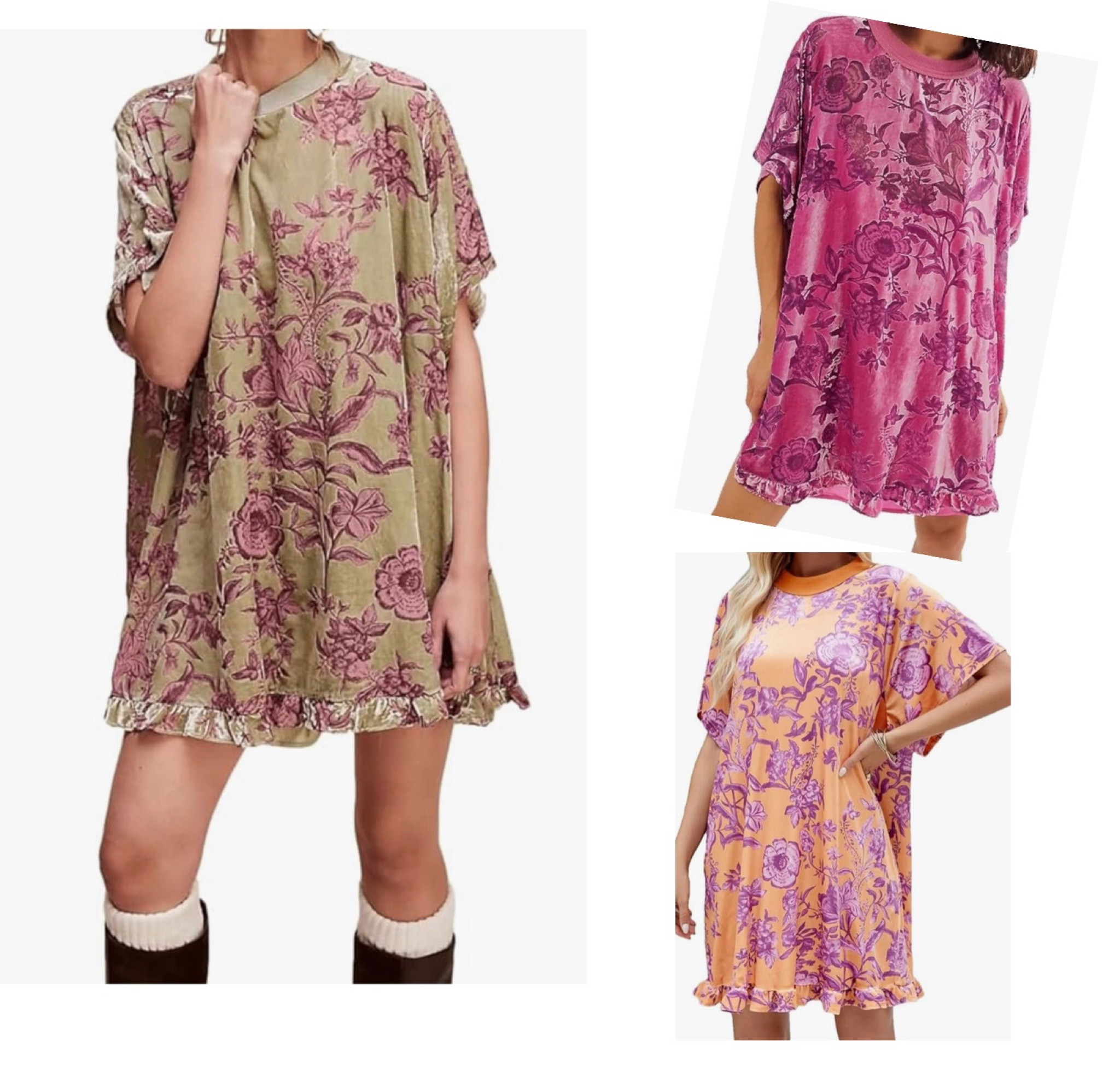 I love a good Free People vibe without the price tag! $34!!!! This dress is velvet and a great fall/ winter fit option. 
:
Comes in several color options. These are just my favs! 

#LTKSeasonal #LTKFindsUnder50 #LTKStyleTip