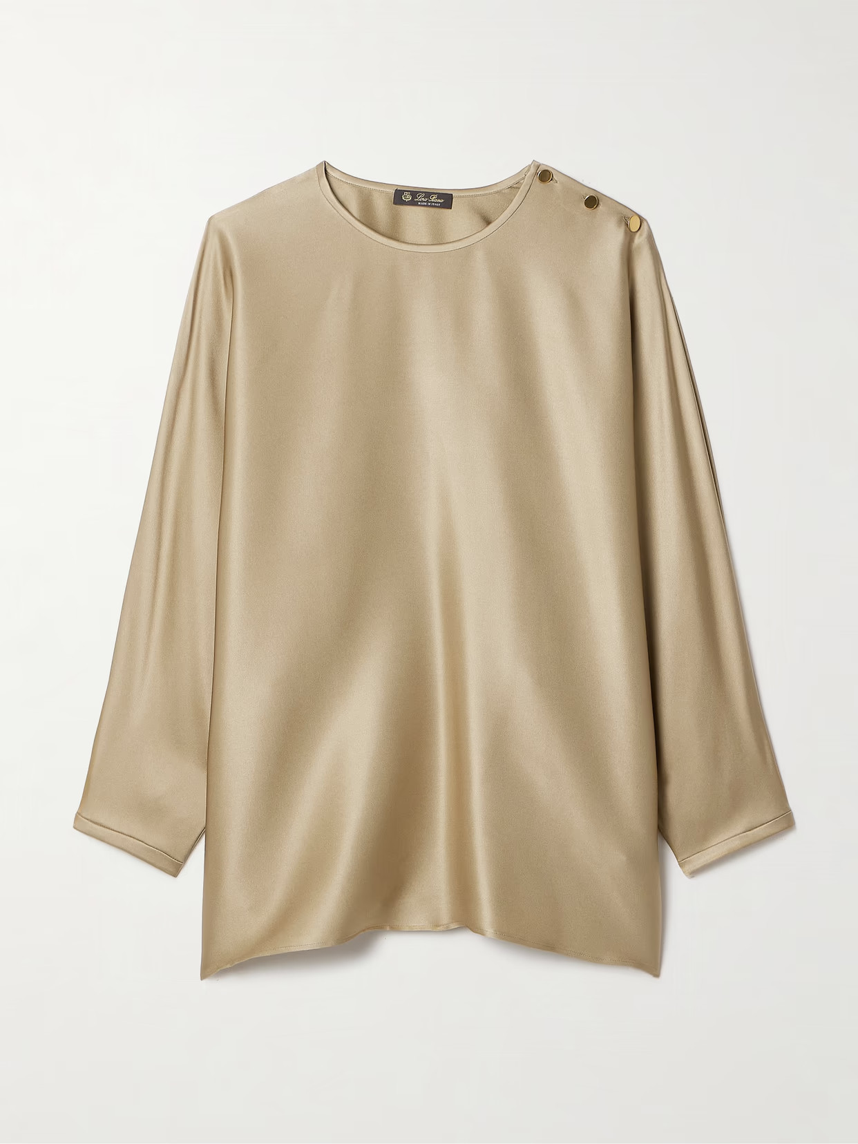 Loro Piana - Button-detailed Silk-satin Top - Gold | NET-A-PORTER (US)