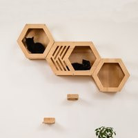 Set Cat House, Hexagon Shelf, Modern Wall Furniture, Hexagonal Shelf For Large Cats On The Wall, Shelves, Play Furniture | Etsy (US)