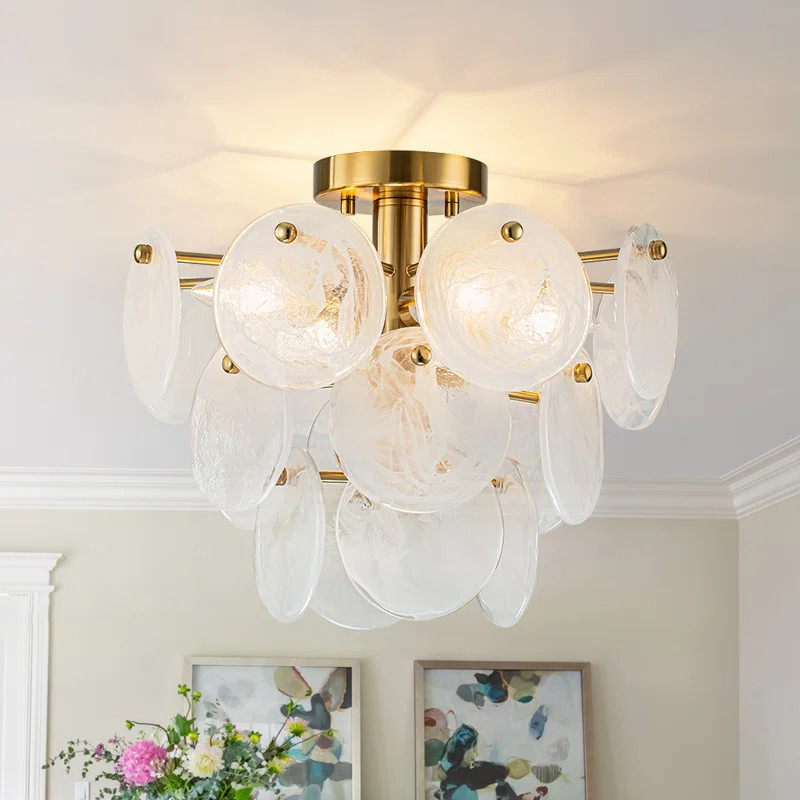 Bannasch Layered Handmade Glass Semi-Flush Mount | Wayfair North America