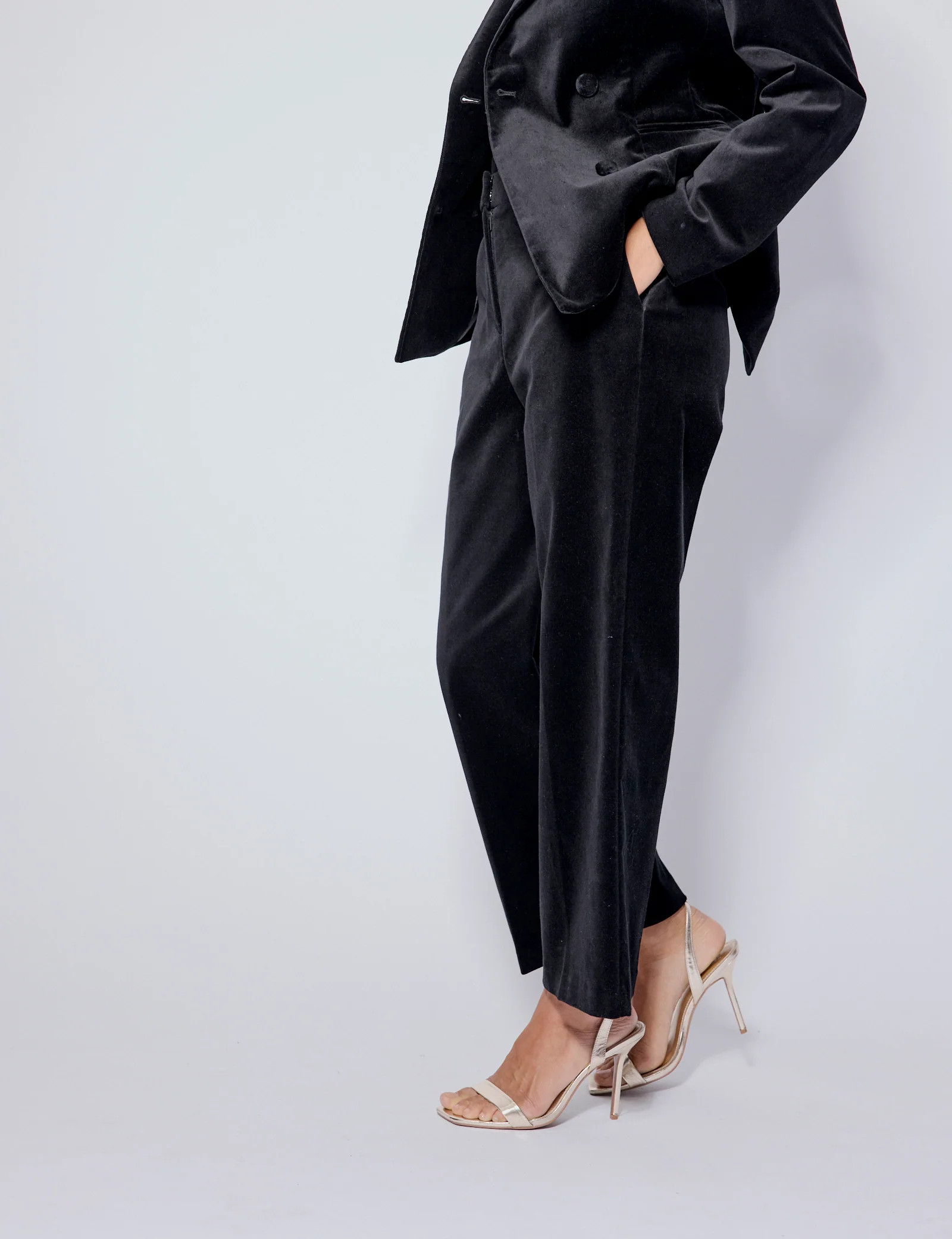 Black High Waisted Velvet Trousers | Nobody's Child