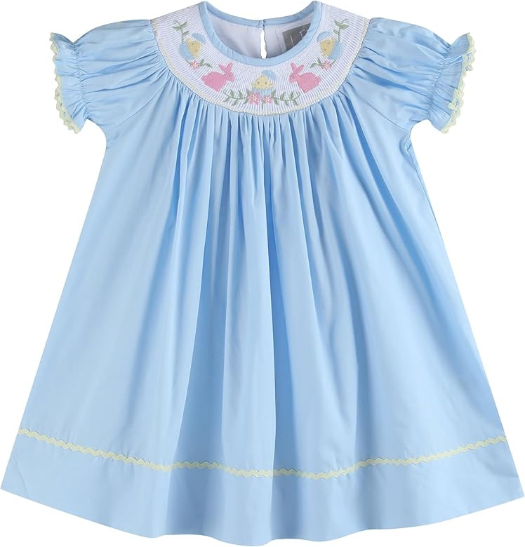 Lil cactus Baby and Girls Smocked Easter Bunny Bishop Dress | Amazon (US)