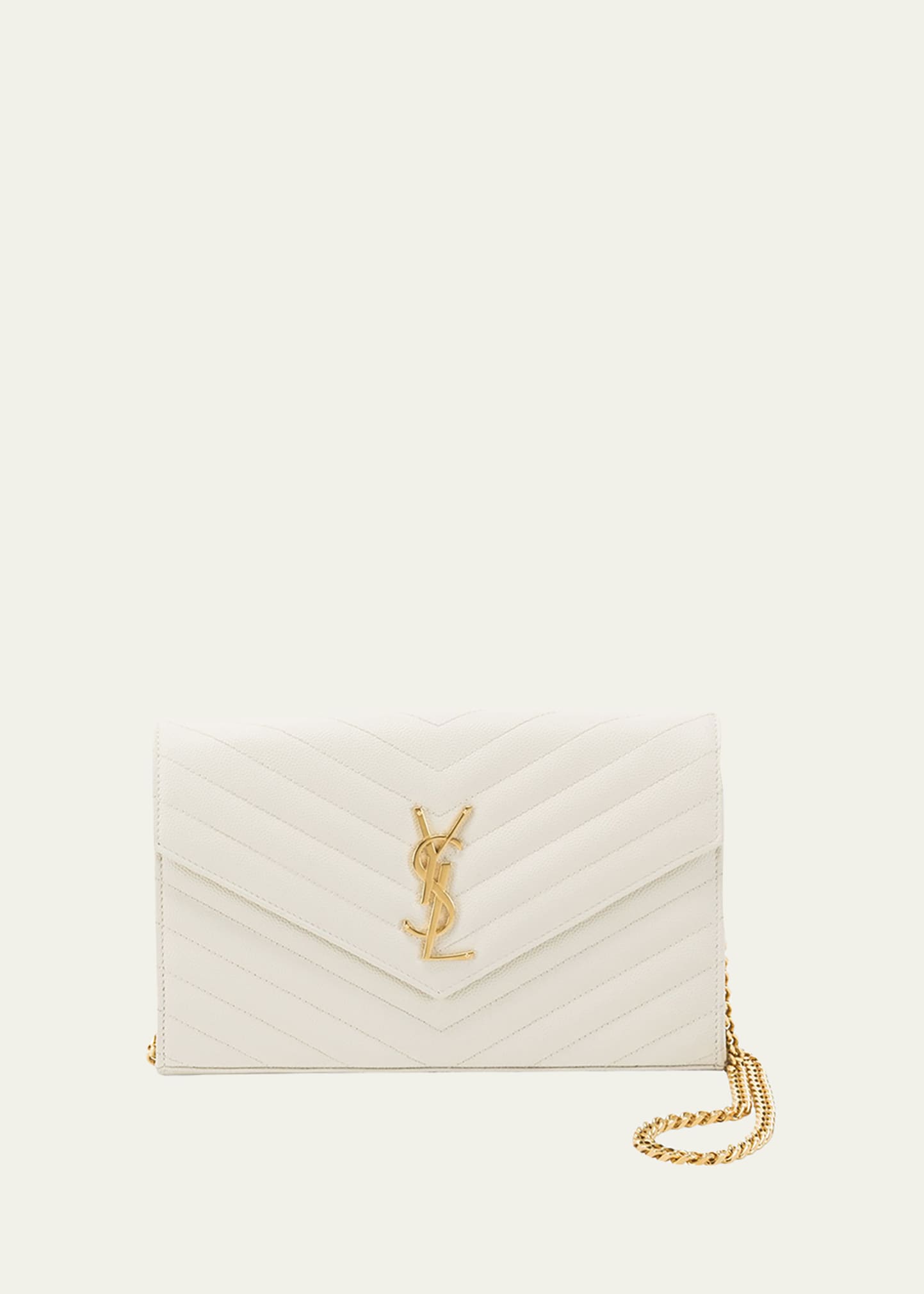 Saint Laurent YSL Monogram Large Wallet on Chain in Grained Leather | Bergdorf Goodman