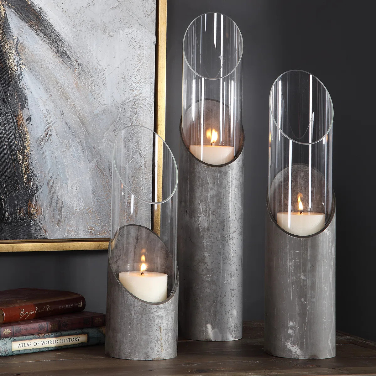 Tabletop Candlestick with Candle Included (Set of 3) | Wayfair North America