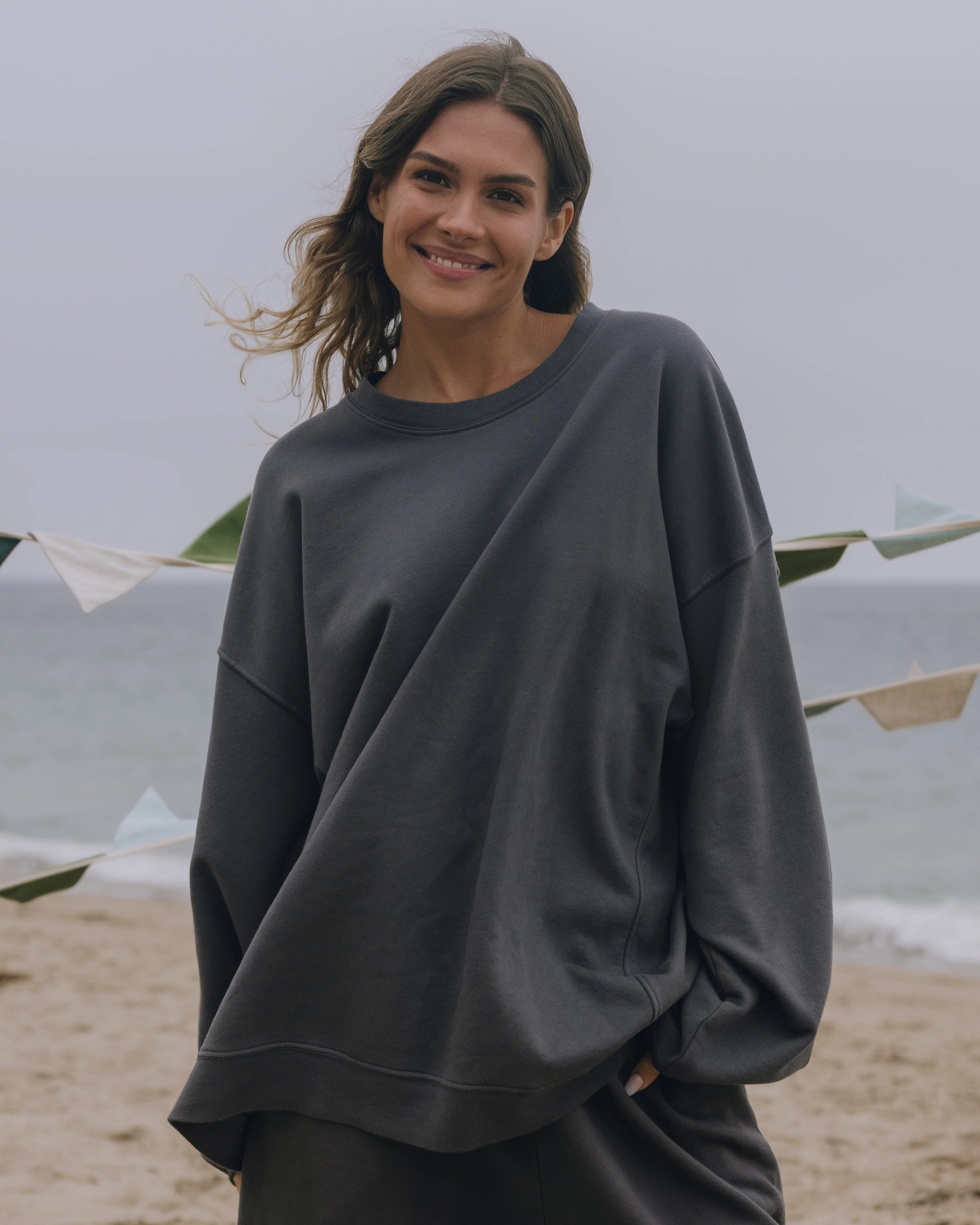 Unisex Oversized Crew - Vintage Black | Daily Drills