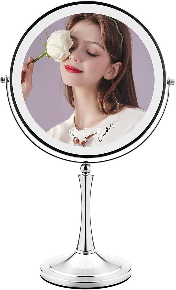 10" Large Makeup Mirror with Lights, 1X/10X Magnifying Vanity Mirror with 3 Colors Dimmable Light... | Amazon (US)