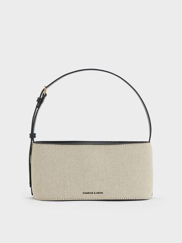 Wisteria Canvas Elongated Shoulder Bag | Charles & Keith US