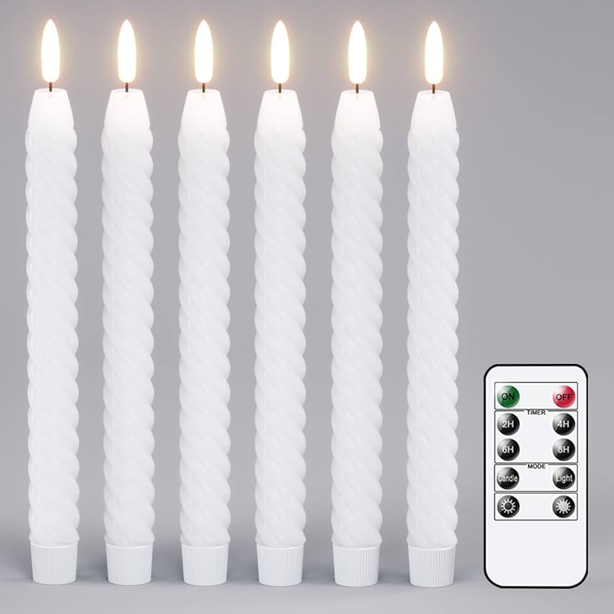 Flameless Taper Candles Flickering with Remote Timer, LED Taper Candles Battery Operated Warm 3D ... | Amazon (US)