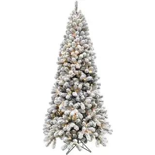 Fraser Hill Farm 10-Ft. Flocked Alaskan Pine Christmas Tree with Clear LED String Lighting | Bed Bath & Beyond
