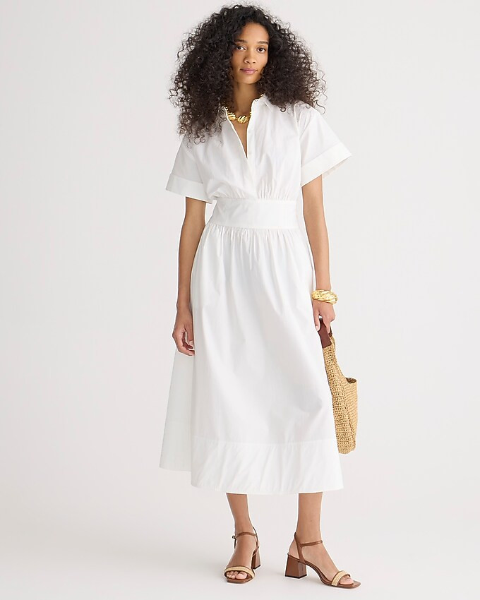 Fitted-waist shirtdress in stretch cotton poplin | J. Crew US