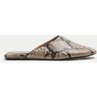 M&S Snake Print Slip On Flat Mules Brown Mix | Marks & Spencer (UK)