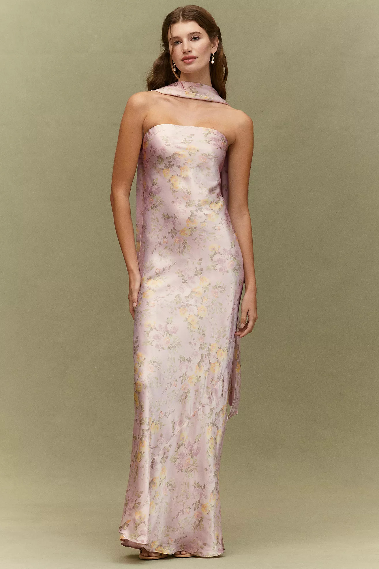 BHLDN Nesta Strapless Satin Scarf Maxi Dress | Anthropologie (US)