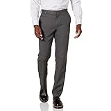Amazon Essentials Men's Slim-Fit Flat-Front Dress Pant, Dark Grey, 34W x 34L | Amazon (US)